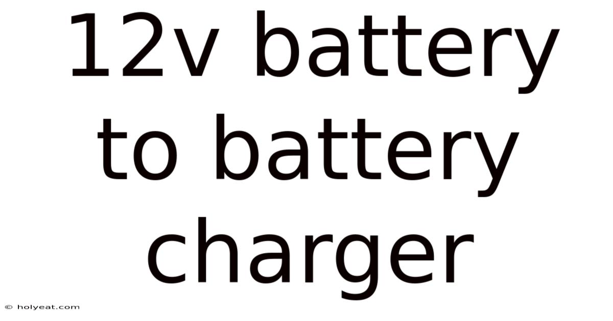 12v Battery To Battery Charger