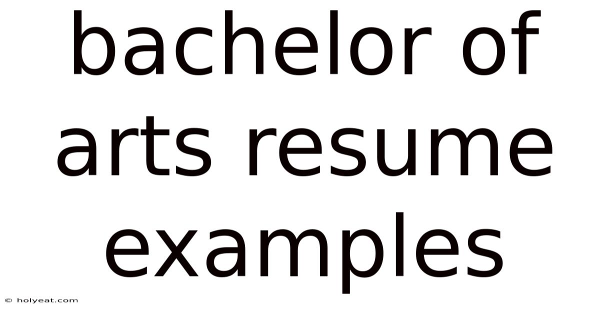 Bachelor Of Arts Resume Examples