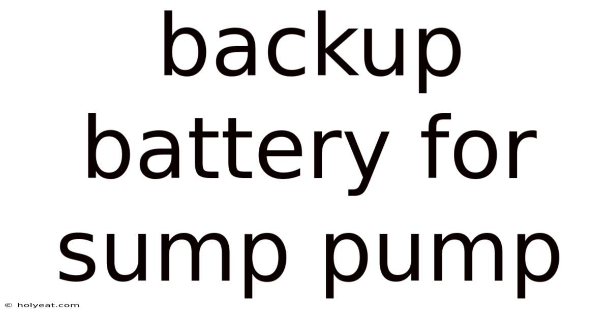 Backup Battery For Sump Pump
