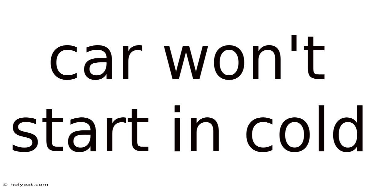 Car Won't Start In Cold
