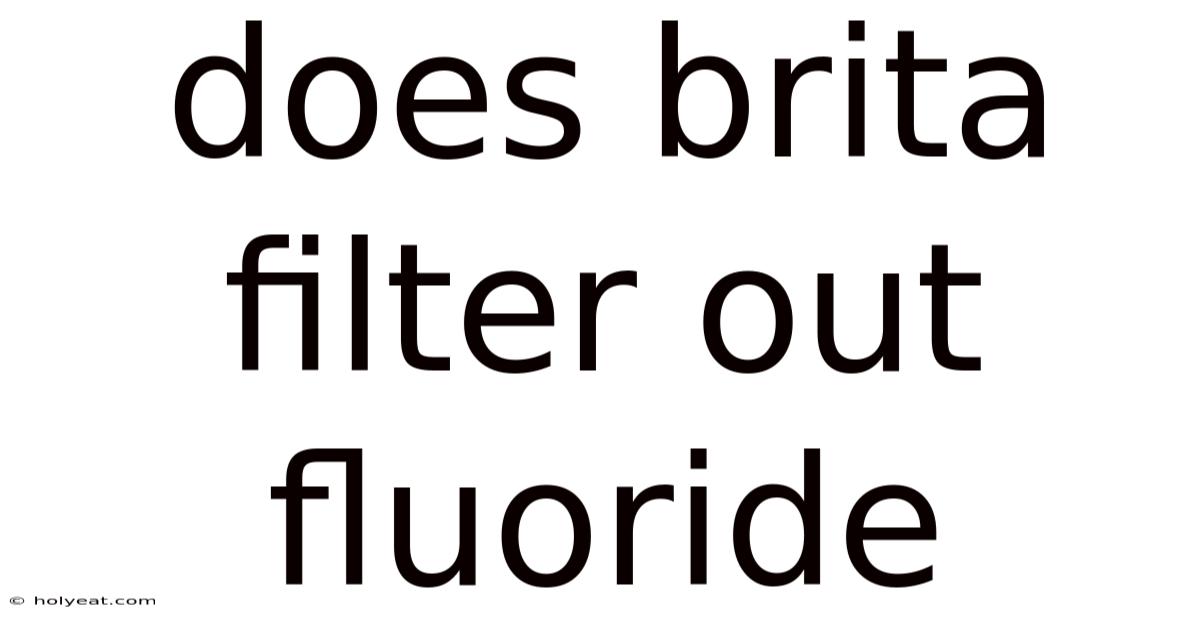 Does Brita Filter Out Fluoride