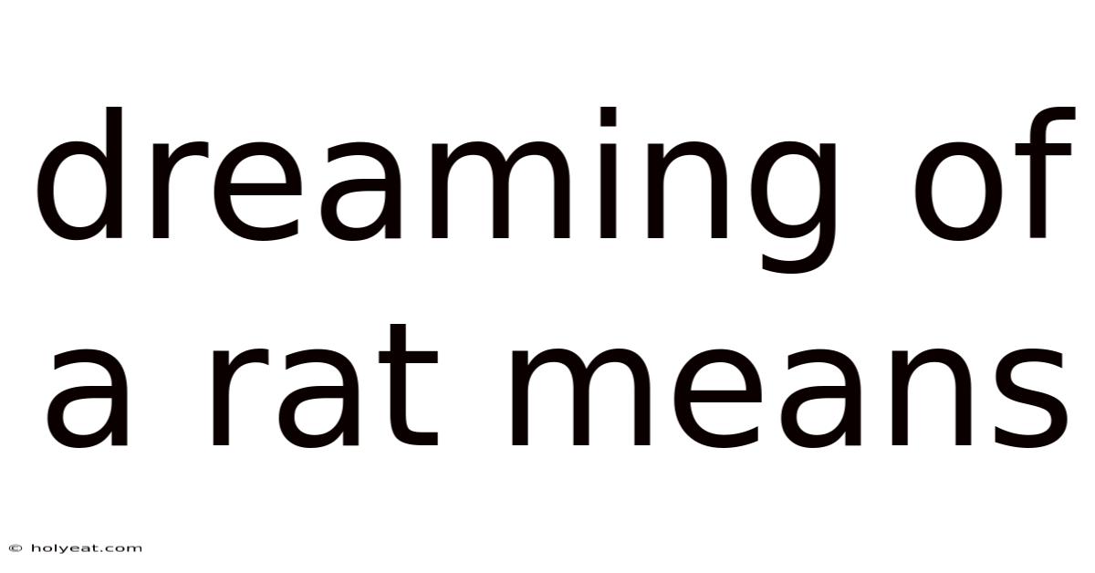 Dreaming Of A Rat Means