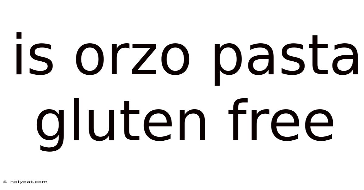 Is Orzo Pasta Gluten Free