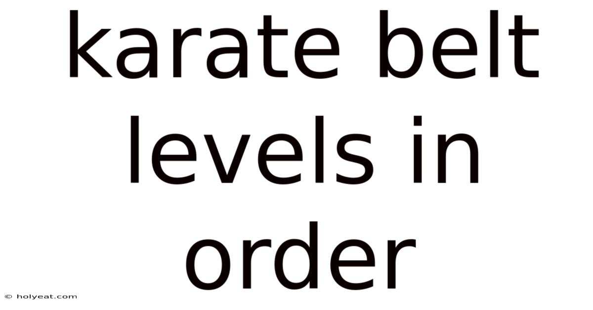 Karate Belt Levels In Order