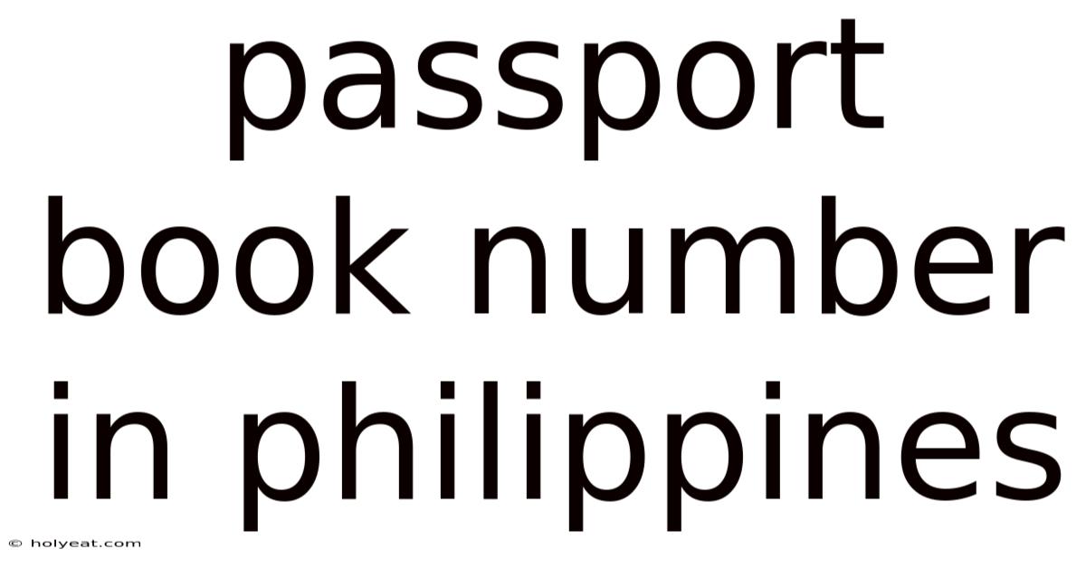 Passport Book Number In Philippines