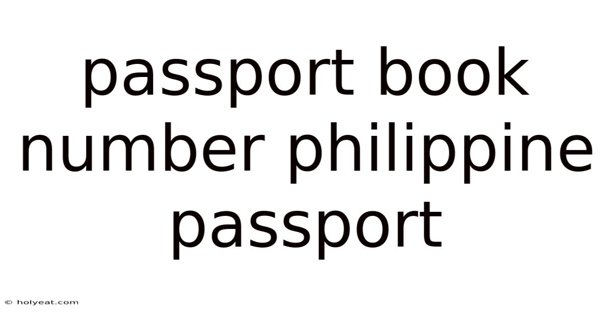 Passport Book Number Philippine Passport