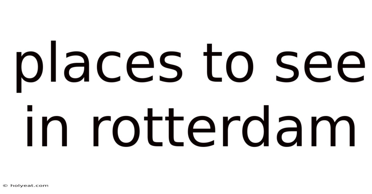 Places To See In Rotterdam
