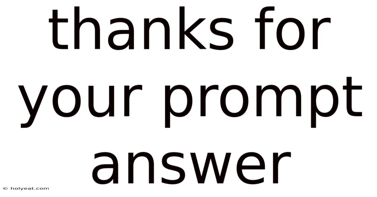 Thanks For Your Prompt Answer