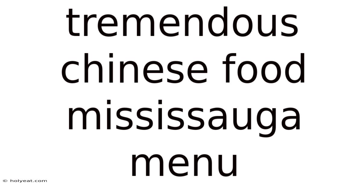 Tremendous Chinese Food Mississauga Menu