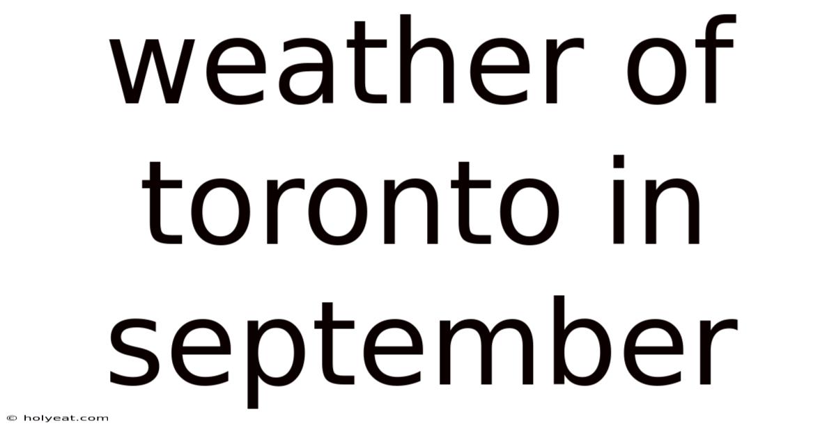 Weather Of Toronto In September
