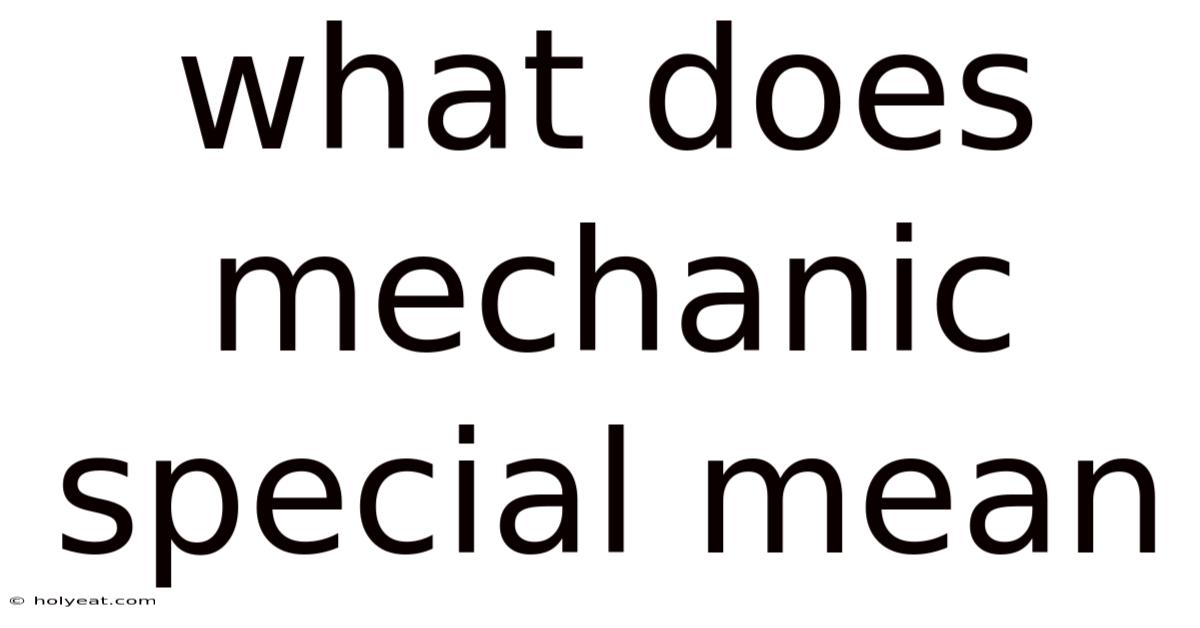 What Does Mechanic Special Mean